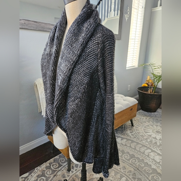 ALBINAAS ALPACA-Black & Gray Peruvian Alpaca Circle Jacket Coat Peplum Style - Picture 4 of 15